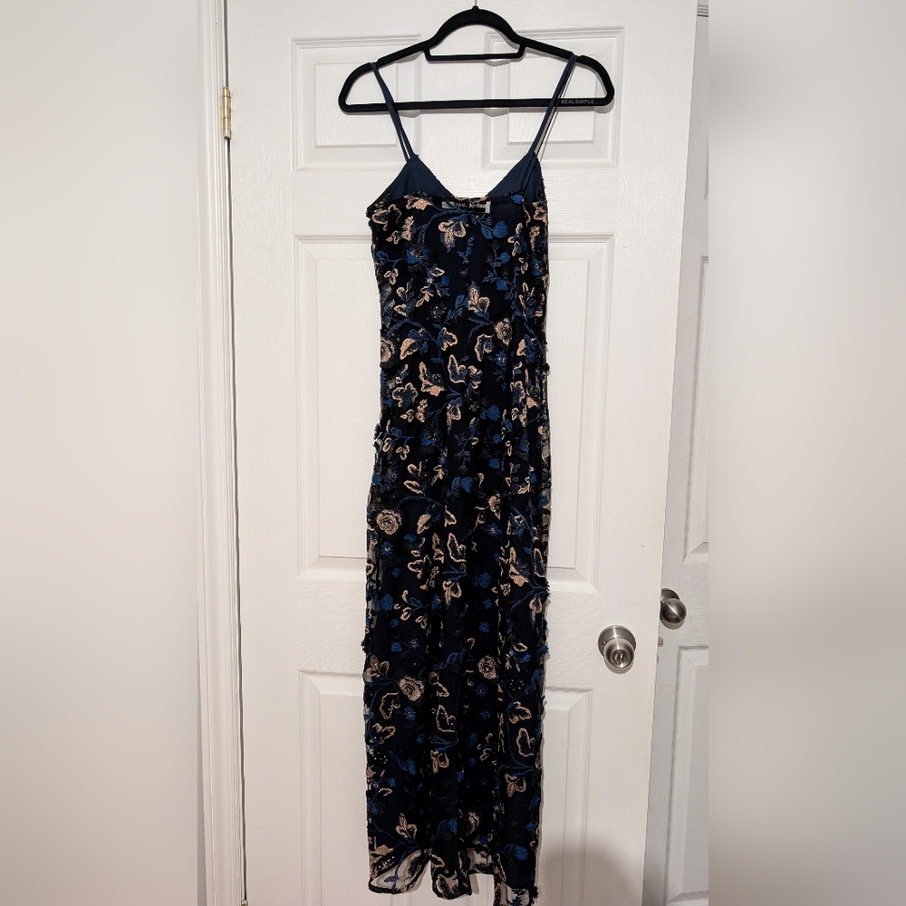 Self-Portrait Navy and Beige Floral Maxi Dress - Picture 4 of 5